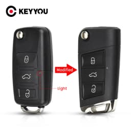 KEYYOU For Volkswagen VW Polo Passat B5 Golf MK5 Beetle Modified Flip Remote Key Shell Fob 3 Buttons Replacement Car Key Cover