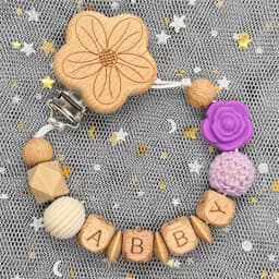 Custom Name Personalise Beech Baby Boy Girl Pacifier Clips Holder Chain Chew Silicone Crown Infant Newborn Teether Teething Gift