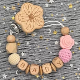 Custom Name Personalise Beech Baby Boy Girl Pacifier Clips Holder Chain Chew Silicone Crown Infant Newborn Teether Teething Gift