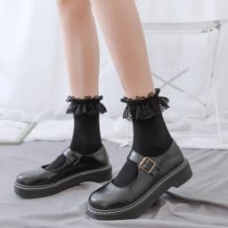 Woman Socks Lolita Style Black White Ruffle Socks Mesh Thin Lace Sweet Girls Japanese Fashion Lolita Kawaii Cute Socks Women