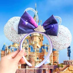 New Disney Mickey Mouse Ears Headband Space mountain Lunar New Year Minnie Bow Pink Sequins Cartoon Anime Headdress Headband Gif
