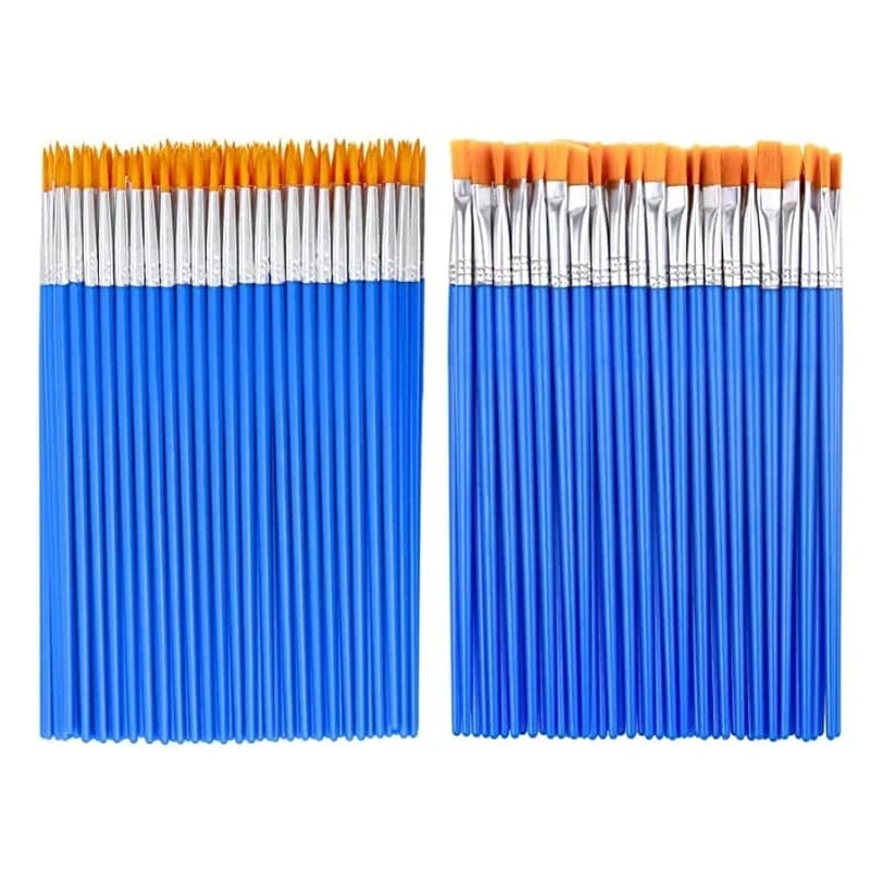 100pcs Paint Brushes Set for Students Acrylic with Flat Round Pointed Paint Brushes Craft Watercolor Oil Painting Brushes