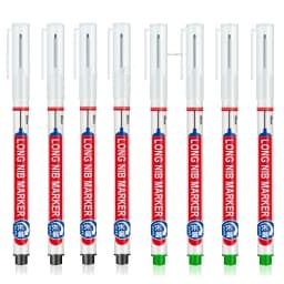 5-8Pcs/Set 20mm Deep Hole Long Nib Head Markers for Woodworking Decoration Waterproof Multi-Purpose Metal Perforating Paint Pen
