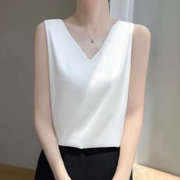 2024 Women's Summer New Sling Front And Rear V-Neck One Piece Two Wear Fashion Loose Silk Sexy T-shirt Versatile Top RW F138