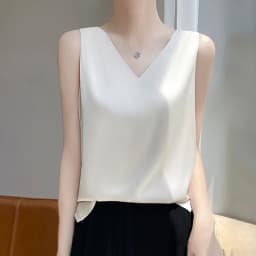 2024 Women's Summer New Sling Front And Rear V-Neck One Piece Two Wear Fashion Loose Silk Sexy T-shirt Versatile Top RW F138