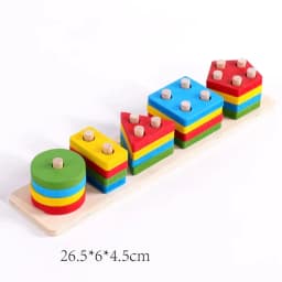 Montessori Toys Wooden Block Puzzle Children Toys Geometric Shape Color Sorter Block Toddler Sorting Math Bricks Stacking Toys