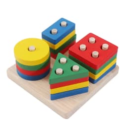Montessori Toys Wooden Block Puzzle Children Toys Geometric Shape Color Sorter Block Toddler Sorting Math Bricks Stacking Toys