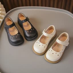 Girls Sweet Leather Shoes 2025 Spring Autumn Fashion Kids Mary Janes with Cut-outs Heart Princess Children Dress Shoes Soft Chic