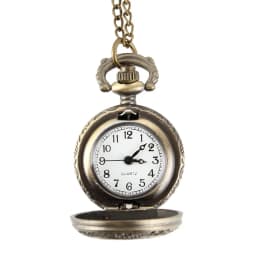 Fashion Vintage Alloy Number Dual Time Display Clock Necklace Chain Watches Birthday Gifts
