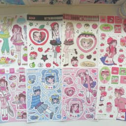 1/9PCS Korean Sweet Cool Girl Stickers Cute Cartoon Anime Girl Stickers Journal Diary Notebook Scrapbook Diy Decorative Stickers