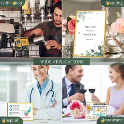 Gold Borders Acrylic Sign Holder Picture Frame Display Stand Clear Paper Holder Table Menu Stands for Wedding Office Restaurant
