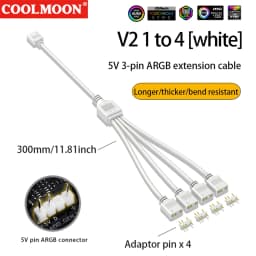 COOLMOON ARGB SYNC Splitter 5V 3 Pin 1 to 2/3/4 30CM Mainboard ARGB Extension Cable with Protective Cap for Computer Chassis