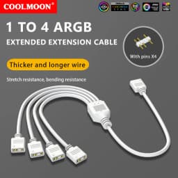 COOLMOON ARGB SYNC Splitter 5V 3 Pin 1 to 2/3/4 30CM Mainboard ARGB Extension Cable with Protective Cap for Computer Chassis