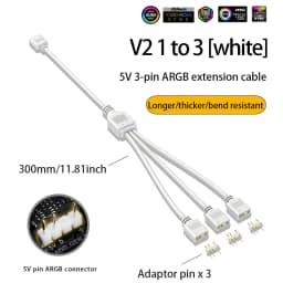 COOLMOON ARGB SYNC Splitter 5V 3 Pin 1 to 2/3/4 30CM Mainboard ARGB Extension Cable with Protective Cap for Computer Chassis