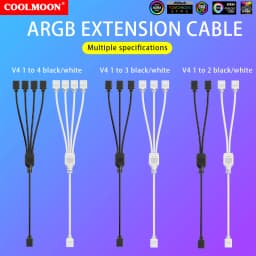 COOLMOON ARGB SYNC Splitter 5V 3 Pin 1 to 2/3/4 30CM Mainboard ARGB Extension Cable with Protective Cap for Computer Chassis