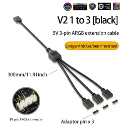 COOLMOON ARGB SYNC Splitter 5V 3 Pin 1 to 2/3/4 30CM Mainboard ARGB Extension Cable with Protective Cap for Computer Chassis