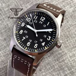 Tandorio 39mm 20BAR Dive Pilot Men's Automatic Steel Watch NH35 Miyota 8215 PT5000 Mechanical AR Sapphire Wristwatch Green Lume