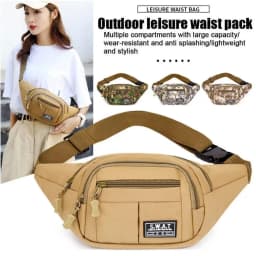 Large Capacity Outdoor Waist Bag Multi-layer Sling Bag New Nylon Waterproof Camouflage Fanny Pack