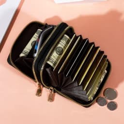 Women Zipper Short Style Purse LycheePattern Fashion Large Capacity Multi CaroSlot Coin Purse With Zipper