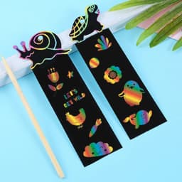 12pcs Magic Scratching Bookmarks with Ropes Hangable Children Creative Drawing Toys Graffiti colour Handmade DIY Art TMZ