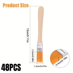 12/24/48PCS Nylon Brushes Short Wooden Handle Art Paint Brushes, Watercolor Brushes Wall Brushes Art Brushes, Cleaning Tools