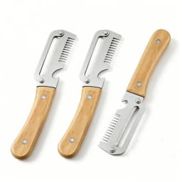 2-in-1 Serrated Peeling Knife Premium Vegetable Peeler With Wooden Handle And Bottle Opener Kitchen Tool