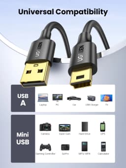 Ugreen Mini USB Cable Mini USB to USB Fast Data Charger Cable for MP3 MP4 Player Car DVR GPS Digital Camera HDD Mini USB
