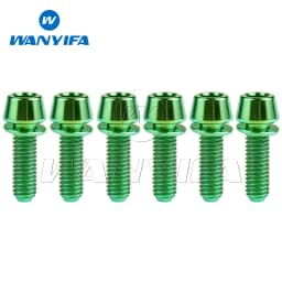 Wanyifa 6Pcs Titanium Ti M5 M6 x 16 18 20 25mm Allen Hex Tapered Head Bolts With Washer Screw For Bicycle Stem