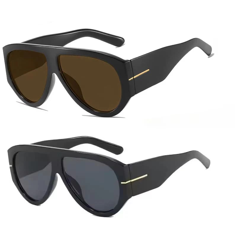 Luxury Brand Retro Big Frame Oval Women Sunglasses Black Tea Color Square Pilot Shades UV400 Cool Men Oversized Sun Glasses