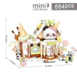 Street View House Building Blocks Izakaya Shaved Ice Shop Takoyaki Shop Coffee Shop Panda Tea House Children's Gift