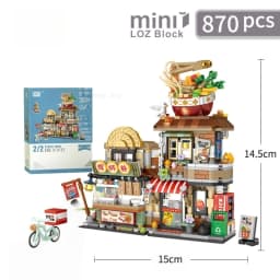 Street View House Building Blocks Izakaya Shaved Ice Shop Takoyaki Shop Coffee Shop Panda Tea House Children's Gift