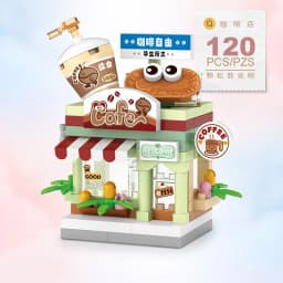 Street View House Building Blocks Izakaya Shaved Ice Shop Takoyaki Shop Coffee Shop Panda Tea House Children's Gift