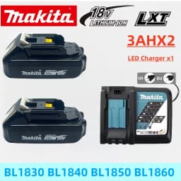 Original Makita 3AH/Makita 18V BL1830B BL1850B BL1850 BL1840 BL1860 BL1815 Backup Lithium Battery+DC18RC Charger