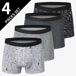 4-piece MEN'S Fashionable and Charming Flower Underwear Comfortable and Breathable Crotch Boxers Teenagers Plus Size Underwear.