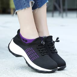 Women Walking Trainers Fashion Fly Weaving Sock Sneakers Breathe Comfortable Nursing Shoes Casual Platform Loafers Non-Slip