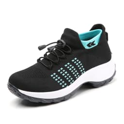 Women Walking Trainers Fashion Fly Weaving Sock Sneakers Breathe Comfortable Nursing Shoes Casual Platform Loafers Non-Slip