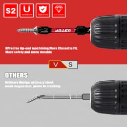 Ustop, 12-Piece Set of Sl and Ph Impact Screwdriver Bits, 50mm, Magnetic Bits, S2 Steel Material, Universal 1/4' Hex Shank Compa