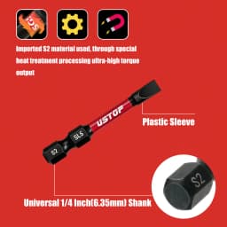 Ustop, 12-Piece Set of Sl and Ph Impact Screwdriver Bits, 50mm, Magnetic Bits, S2 Steel Material, Universal 1/4' Hex Shank Compa