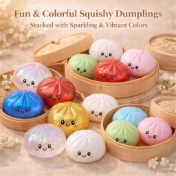 2027Glitter Dumpling Glitter Dumpling Squishy with Box Dumplings Sensory Squeeze Toy for Stress Relief