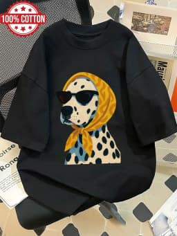2026 Summer Retro Women's Dalmatian Print T-Shirt Unisex Cotton and Breathable Short Sleeve Oversized Loose Casual