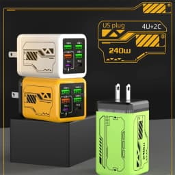 240W 6 in 1 USB Charger Type C Fast Charge Phone Power Adapter For iPhone Samsung Xiaomi EU/US/UK Plug Quick Charge Wall Charger