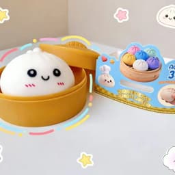 New Realistic Giant Dumpling Squeeze Toy with Bamboo Steamer Soft TPR Dough Ball Decompression Fidget Toy Funny Creative Gift