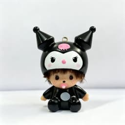 Ins Style Cute Hello Kitty Monchhichi Keychain Vinyl Doll Pendant Couple Style Backpack Hanger Car Decoration Trending Ornament