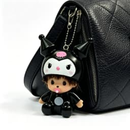 Ins Style Cute Hello Kitty Monchhichi Keychain Vinyl Doll Pendant Couple Style Backpack Hanger Car Decoration Trending Ornament