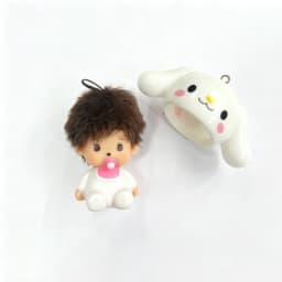 Ins Style Cute Hello Kitty Monchhichi Keychain Vinyl Doll Pendant Couple Style Backpack Hanger Car Decoration Trending Ornament