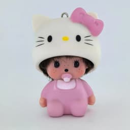 Ins Style Cute Hello Kitty Monchhichi Keychain Vinyl Doll Pendant Couple Style Backpack Hanger Car Decoration Trending Ornament