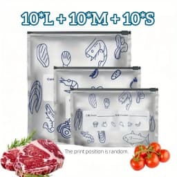 10/30/60pcs Aluminum Foil Storage Bags Freezer Sealed Organizers Food Packaging Reusable Pantry Odor-Proof Bag Kitchen Essential