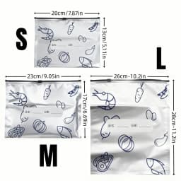10/30/60pcs Aluminum Foil Storage Bags Freezer Sealed Organizers Food Packaging Reusable Pantry Odor-Proof Bag Kitchen Essential