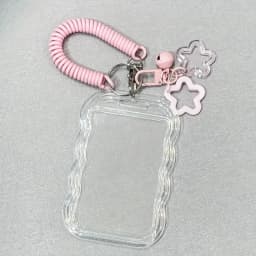 Heavy Duty Expandable ID Badge Holder Keychain Wrist Strap Clear PVC Anti-Theft Card Case Student Campus Xmas Stocking Stuffers
