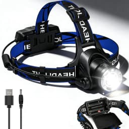 Rechargeable Powerful LED Headlamp with Zoomable Headlight - Outdoor Waterproof High Lumen Work Head Light use 18650 battery